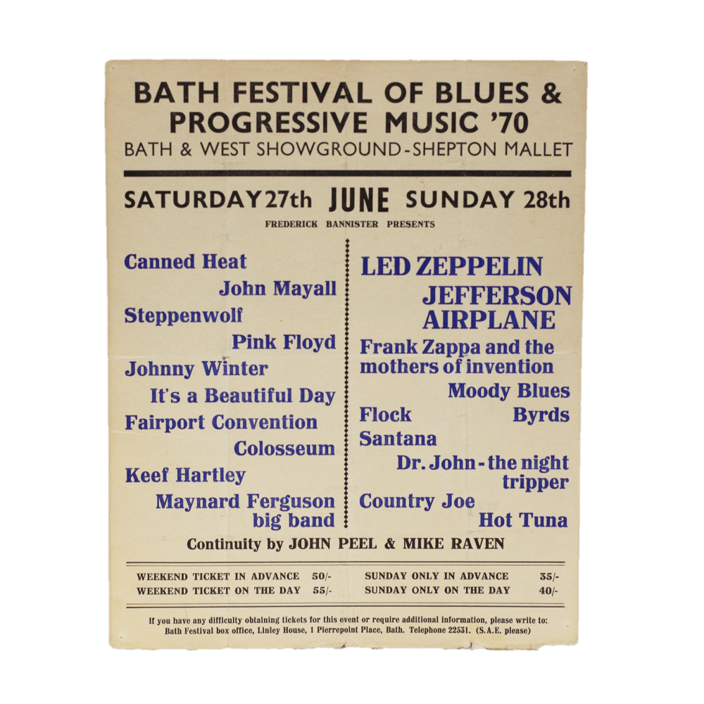 Bath Festival of Blues & Progressive Music -- 1970 [Handbill}