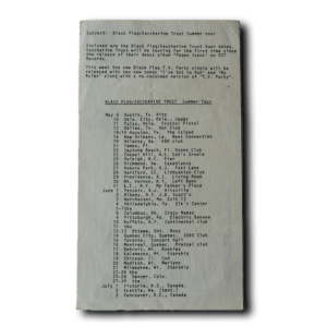 Black Flag -- 1982 Tour Dates [Miscellaneous Ephemera]