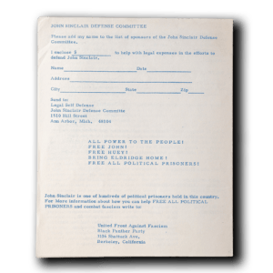 Sinclair, John -- John Sinclair Defense Fund Appeal [Miscellaneous Ephemera]a
