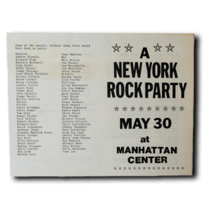 New York Rock Party -- May 30, 1976 [Poster]