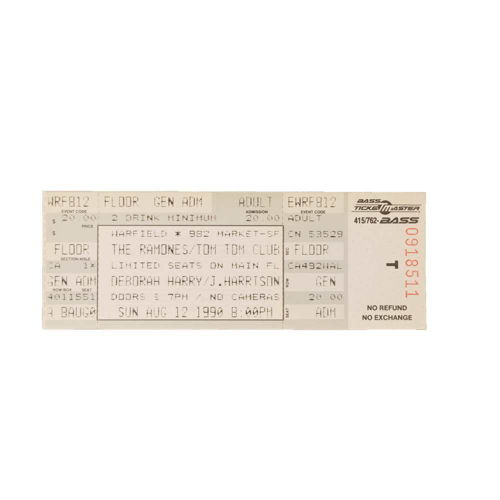 Ramones -- 1990 Concert Ticket [Miscellaneous Ephemera]